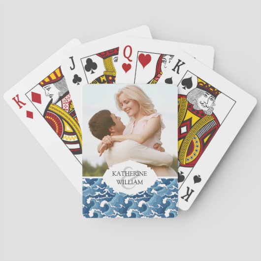 Addieren Sie Ihre Namens| abstrakten Wellen Spielkarten (Rückseite)