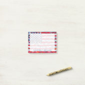 Addieren Sie Ihre Namens| amerikanische Flagge Post-it Klebezettel (Auf Schreibtisch)