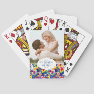Addieren Sie Ihre Namens Aquarell-Papageien Spielkarten