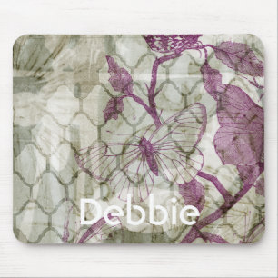 Addieren Sie Ihre Namens Arabeske-Schmetterlinge Mousepad