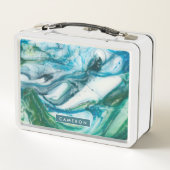 Addieren Sie Ihre Namens| Gezeiten- Schleife II Metall Lunch Box (Rückseite)