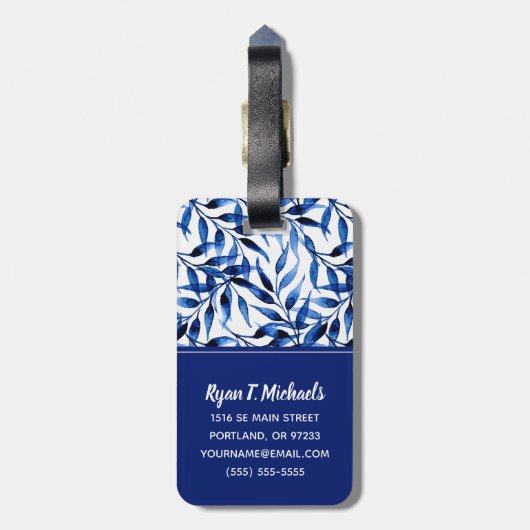 Addieren Sie Ihre Namens| handgemalte Gepäckanhänger (Rückseite vertikal)