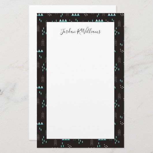 Addieren Sie Ihre Namens| Märchenland-geometrische Briefpapier (Vorne/Hinten)