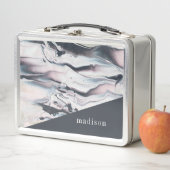 Addieren Sie Ihre Namens| marmornde v-Ernte Metall Brotdose (Beispiel)