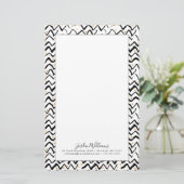 Addieren Sie Ihre Namens| schwarzen Briefpapier (Stehend Vorderseite)