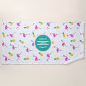 Addieren Sie Ihre Neon-Flamingos des Monogramm-| Strandtuch (Vorderseite)