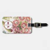 Addieren Sie Ihre rosa Primel des Monogramm-| Gepäckanhänger (Vorderseite horizontal)