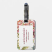 Addieren Sie Ihre rosa Primel des Monogramm-| Gepäckanhänger (Rückseite vertikal)