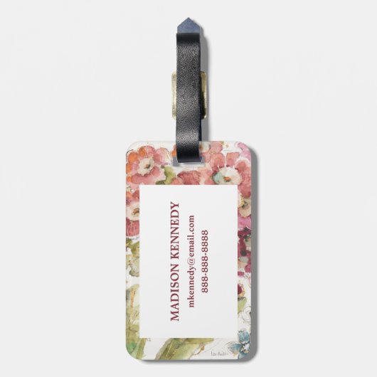 Addieren Sie Ihre rosa Primel des Monogramm-| Gepäckanhänger (Rückseite vertikal)