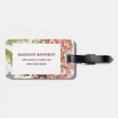 Addieren Sie Ihre rosa Primel des Monogramm-| Gepäckanhänger (Rückseite horizontal)