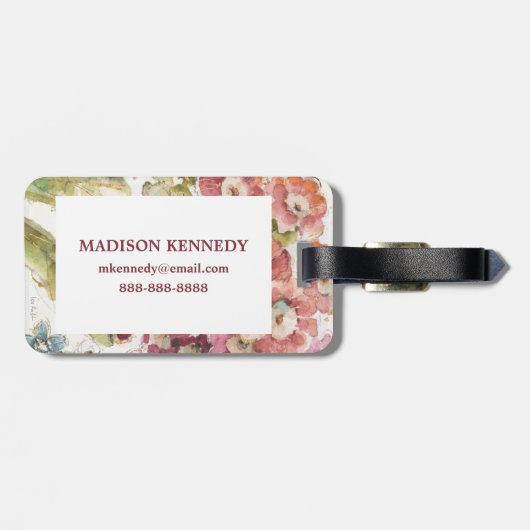 Addieren Sie Ihre rosa Primel des Monogramm-| Gepäckanhänger (Rückseite horizontal)