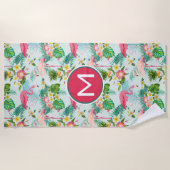 Addieren Sie Ihre tropischen Blumen und Vögel des Strandtuch (Vorderseite)