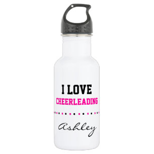 Addieren Sie Ihren Namen, Cheerleading, rosa und Edelstahlflasche