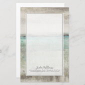 Addieren Sie Ihren Namens| Aqua-Horizont Briefpapier (Vorne/Hinten)