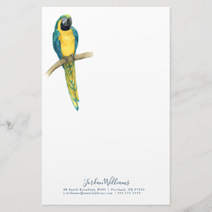 Addieren Sie Ihren Namens  aquamarinen Macaw Briefpapier