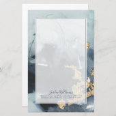 Addieren Sie Ihren Namens| Cerulean u. Gold Briefpapier (Vorne/Hinten)