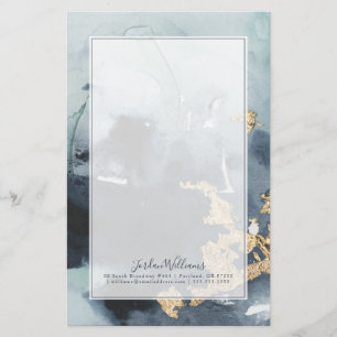 Addieren Sie Ihren Namens Cerulean u. Gold Briefpapier