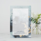 Addieren Sie Ihren Namens| Cerulean u. Gold Briefpapier (Stehend Vorderseite)