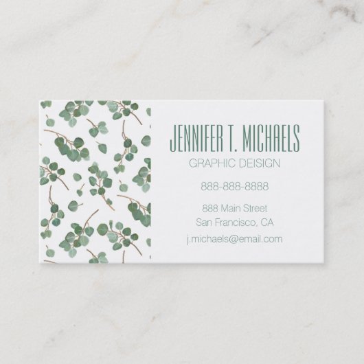 Addieren Sie Ihren Namens| Eukalyptus-silberner Visitenkarte (Vorderseite)