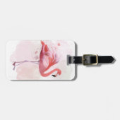 Addieren Sie Ihren Namens| flaumigen Flamingo Gepäckanhänger (Vorderseite horizontal)