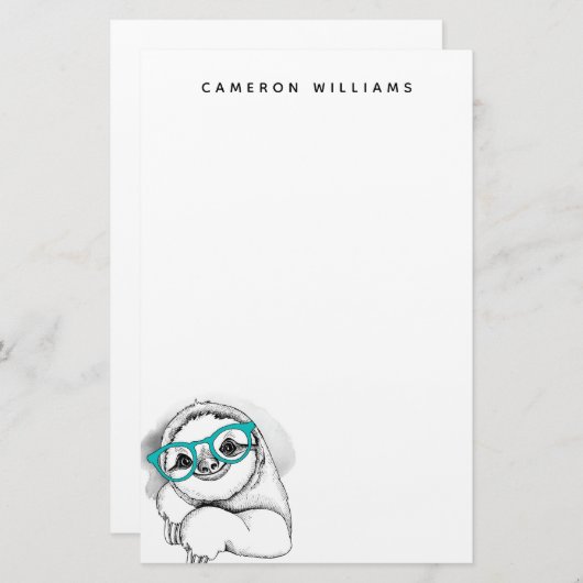 Addieren Sie Ihren Namens| HipsterSloth Briefpapier (Vorne/Hinten)