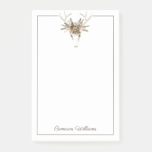 Addieren Sie Ihren Namens  Rotwild-Schädel u. Post-it Klebezettel