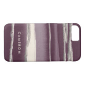 Addieren Sie Ihren Namens| silberne Rosen-lila Case-Mate iPhone Hülle (Rückseite (Horizontal))