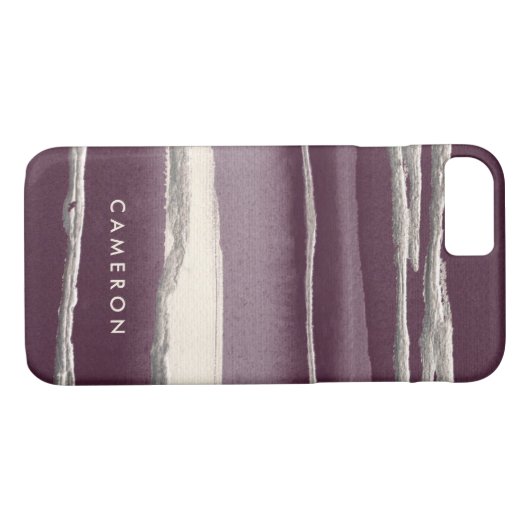 Addieren Sie Ihren Namens| silberne Rosen-lila Case-Mate iPhone Hülle (Rückseite (Horizontal))