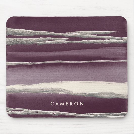 Addieren Sie Ihren Namens| silberne Rosen-lila Mousepad (Vorne)