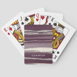 Addieren Sie Ihren Namens  silberne Rosen-lila Spielkarten