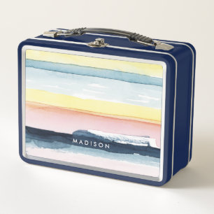 Addieren Sie Ihren Namens  Sonnenuntergang-Strom I Metall Lunch Box