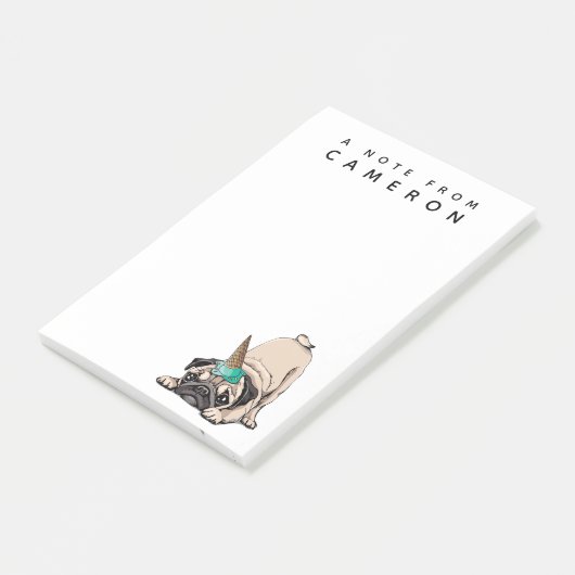 Addieren Sie Ihren Namens| Welpen-Möpse| Post-it Klebezettel (angewinkelt)