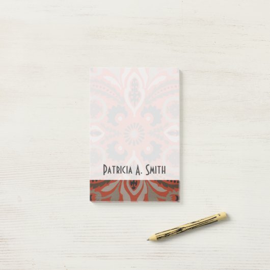 Addieren Sie Ihren Namens| Zinnober Suzani II Post-it Klebezettel (Auf Schreibtisch)