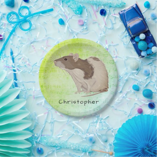 Addieren Sie Ihren Namensratten-Entwurf Pappteller (Party)