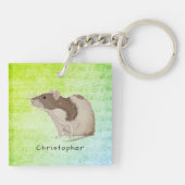 Addieren Sie Ihren Namensratten-Entwurf Schlüsselanhänger (Rückseite)