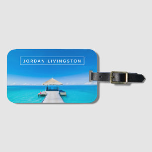 Addieren Sie Ihren Namenstropischen Erholungsort Gepäckanhänger