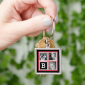 Addieren Sie Instagram Foto-Korallen-Monogramm Schlüsselanhänger (Hand)