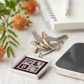 Addieren Sie Instagram Foto-Korallen-Monogramm Schlüsselanhänger (Seite)
