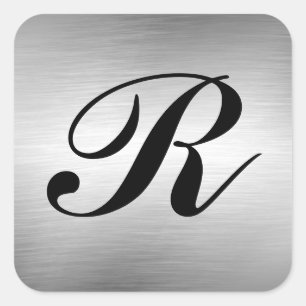 Addieren Sie Monogramm-kundenspezifische silberne Quadratischer Aufkleber