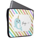 Addieren Sie personalisierten Regenbogen Narwhal Laptopschutzhülle (Vorne Rechts)