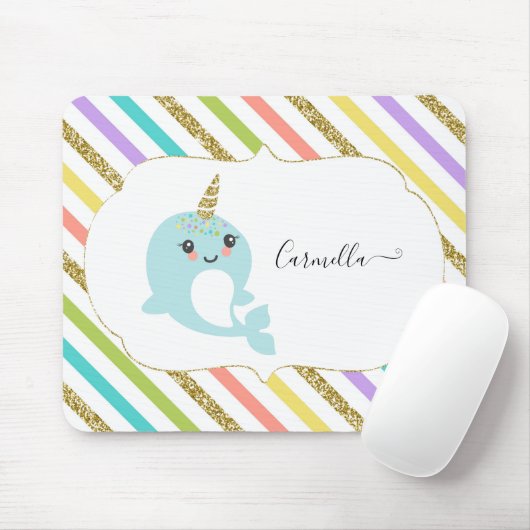 Addieren Sie personalisierten Regenbogen Narwhal Mousepad (Mit Mouse)