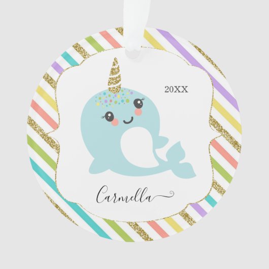 Addieren Sie personalisiertes Narwhal Ornament (Vorderseite)