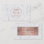 Addieren Sie Rosengoldtypographiemarmor des Logos Visitenkarte (Vorne/Hinten)