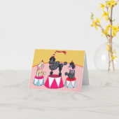 Addie's Circus Poodles Notecard Karte (Gelbe Blume)