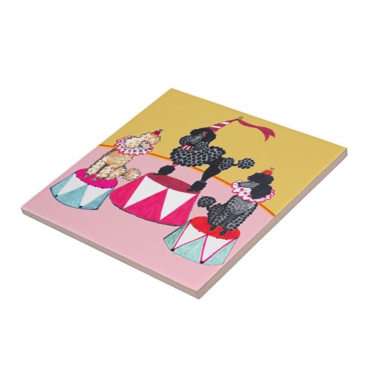 Addies Zirkus-Pudel-Keramik-Fliese Trivet Fliese (Seite)