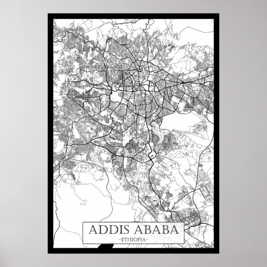Addis Abeba Äthiopien Karte Poster (Vorne)