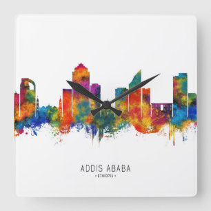 Addis Abeba Äthiopien Skyline Quadratische Wanduhr