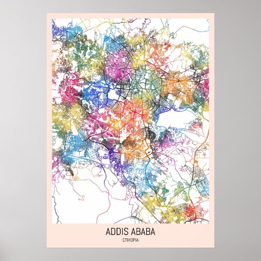 Addis Abeba Äthiopien Stadtplan Poster (Vorne)