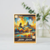 Addis Abeba, Äthiopien | Vintage Malerei Postkarte (Stehend Vorderseite)