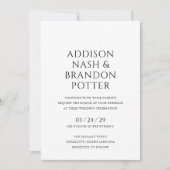 Addison Black and White Classic Elegante Hochzeit Einladung (Vorderseite)